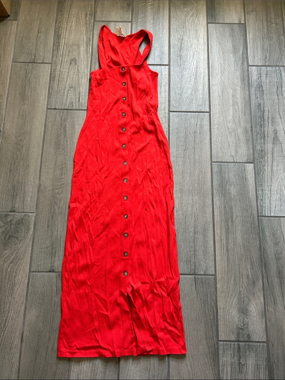 Sezane Red Button-Front Maxi Dress